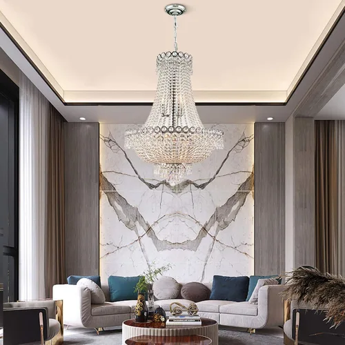 Miniatura 2 de TFCFL Candelabro de cristal de lujo moderno con 12 luces, acabado dorado, clásico imperio K9, lámpara de techo de cristal, montaje empotrado