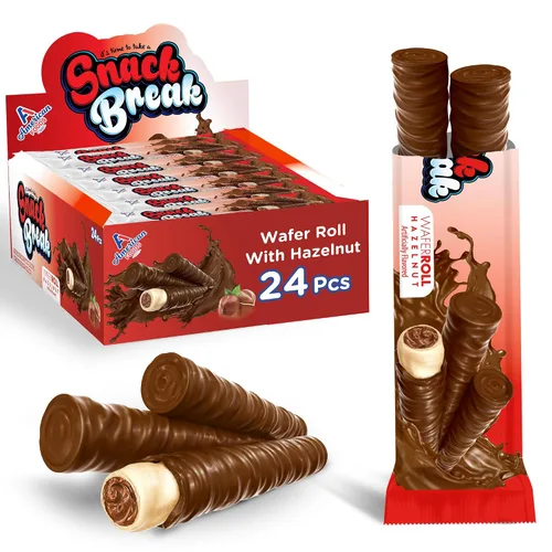 Miniatura 12 de Snack Break Snacks de oblea enrollada de coco con relleno cremoso de coco, bocadillos de oblea envueltos individualmente, (paquete de 24)