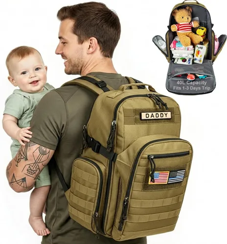 MIRACOL Bolsa de pañales para bebé para papá: poliéster 900D de grado militar con más de 16 bolsillos múltiples para papá activo - 40L XL capacidad