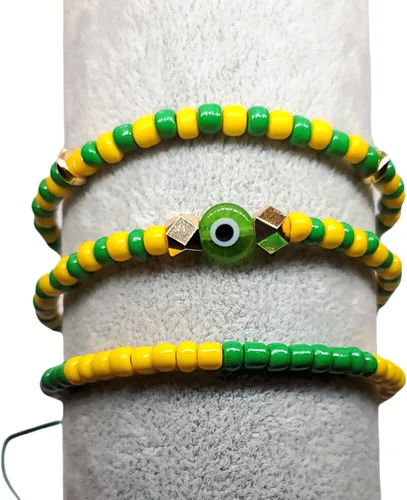 Miniatura 2 de Hecho a mano contra el mal de ojo orishas joyería de protección Ilde elástico elástico ajustable con cuentas unisex amuleto pulsera conjunto