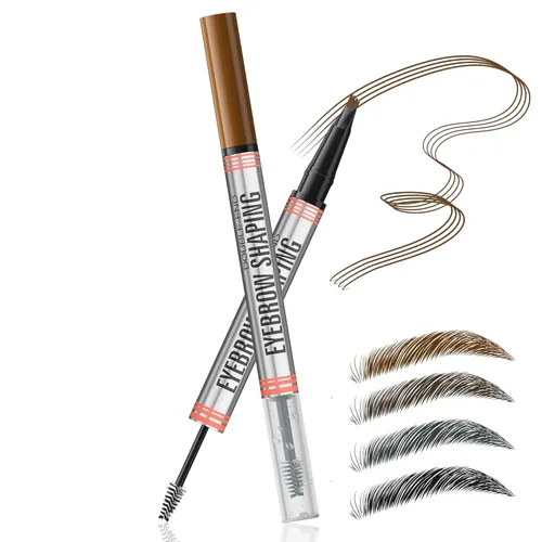 Miniatura 11 de Lápiz de cejas 2 en 1 con gel, 2025 nuevo lápiz mágico impermeable para cejas, bolígrafo de cejas microblading 3D de doble punta con 4 puntas