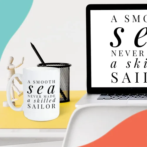 Miniatura 6 de Sailor - Taza de café de 15 onzas, «A Smooth Sea Never Made a Skilled Sailor»