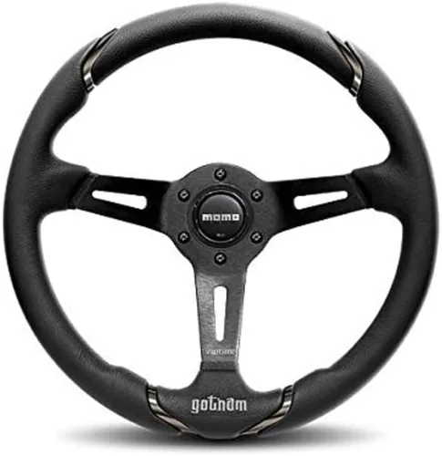 Momo GOT35BK0B Gotham 350 mm Leather Steering Wheel, Black
