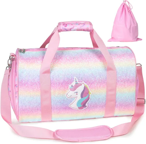 Bagseri Bolsa de baile para niñas Bolsa de ballet con compartimento para zapatos para niños mayores de 6 años, bolsa de dormir de viaje durante la