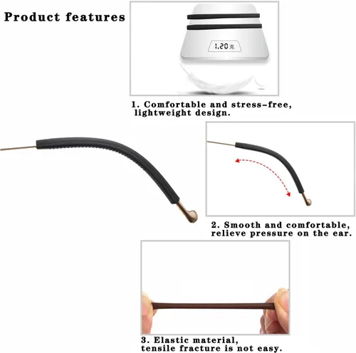 Miniatura 2 de Puntas de extremo para gafas, retenedores de lentes elásticos antideslizantes de silicona, patillas de repuesto para gafas, piezas de calcetín