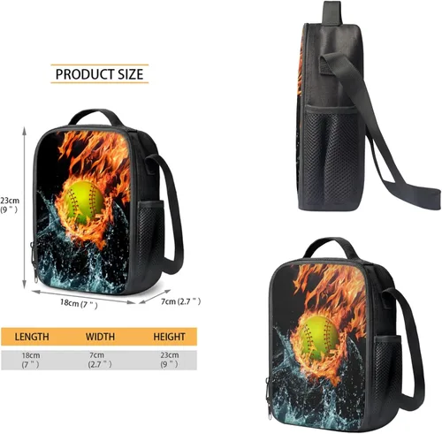 Miniatura 56 de HUGS IDEA Juego de 3 bolsas escolares con aislamiento térmico para el almuerzo, estuche para lápices