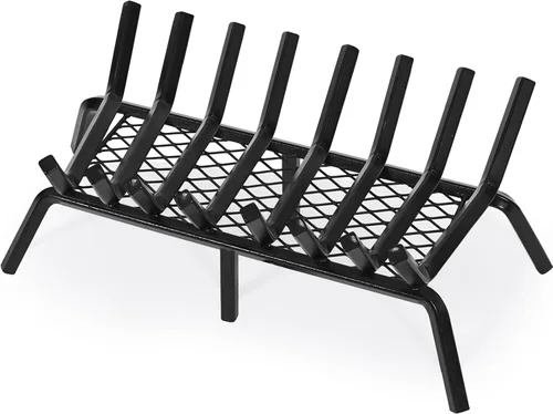 Miniatura 12 de G GOOD GAIN Rejilla para chimenea con retenedor de brasas, de 15.5" de hierro fundido resistente para interiores, chimenea, hogar, estufa de leña