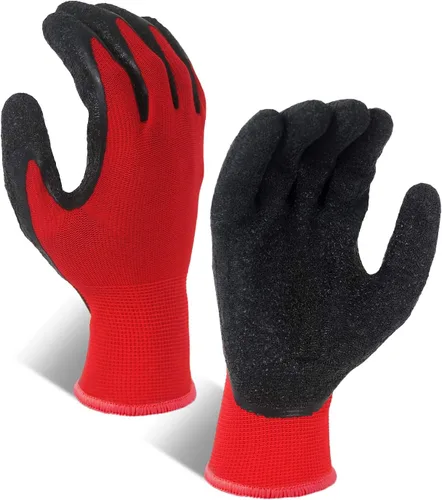 Miniatura 2 de EvridWear - Guantes de trabajo de seguridad de látex arrugado Rojo
