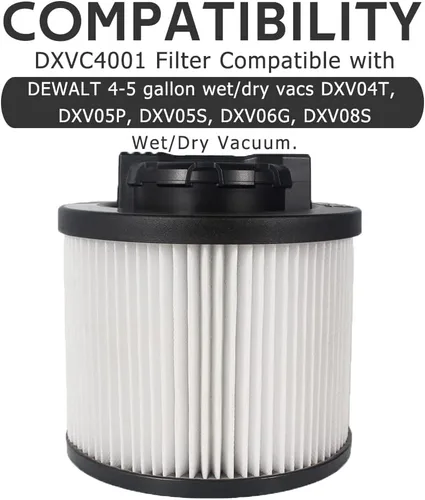 Miniatura 2 de Paquete de 2 filtros de repuesto DXVC4001 para filtro de cartucho de aspiradora DEWALT de 4 a 5 galones, lavables y reutilizables