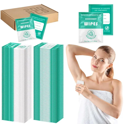 Timgle 200 toallitas desodorantes a granel envueltas individualmente para hombres y mujeres, desodorante para las axilas para eliminar el sudor,