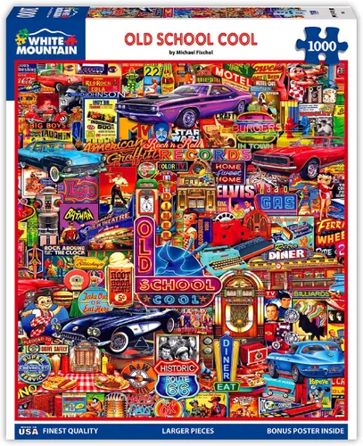 Rompecabezas de Montaña Blanca Escuela Vieja Puzzle 1000 Piezas Rompecabezas Vintage para Adultos y Familias