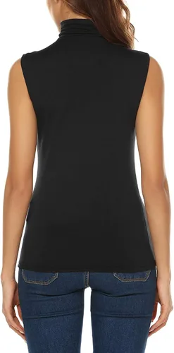 Miniatura 3 de URRU Camiseta sin mangas para mujer, ajustada, cuello alto, suave, básica, elástica, tallas S-XXL