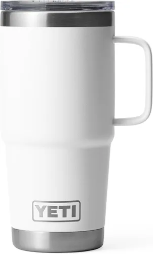 YETI - Vaso de viaje Rambler de 20 onzas, de acero inoxidable, aislada al vacío con tapa fuerte Stronghold Blanco