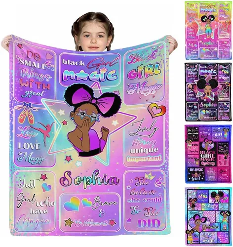 D-Story Mantas personalizadas, mantas personalizadas con nombre, manta americana, manta africana para niña, mantas personalizadas para niños,