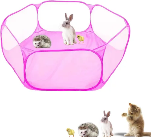 Miniatura 10 de Corralito para animales pequeños, tienda de campaña interactiva emergente portátil para mascotas, valla interior y exterior para conejos, conejillos