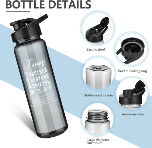 Miniatura 3 de Pinkunn 12 Pcs Employee Appreciation Gifts Thank You Water Bottles Bulk 24 oz Team Inspirational Gifts Reusable Plastic Sports Bottles with Lids for
