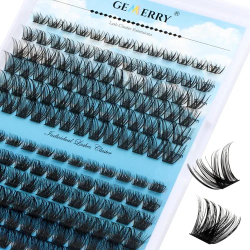 Miniatura 23 de Extensiones de pestañas en racimo GEMERRY, 144 piezas, pestañas individuales, dos estilos, extensiones de pestañas con tallo ancho, suaves