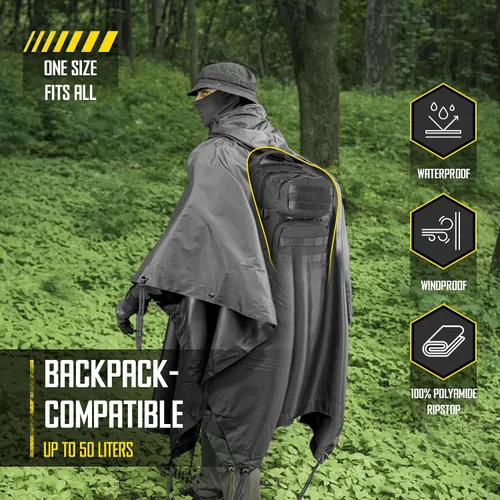 Miniatura 4 de M-Tac Poncho de Lluvia Táctico - Poncho Militar del Ejército Refugio - Ponchos de Lluvia Impermeables Ripstop para Acampada, Senderismo, Caza al