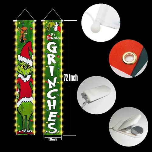 Miniatura 2 de Decoraciones LED navideñas. Este es el letrero de porche para diciembre. Pancartas colgantes para las fiestas interiores y exteriores del patio