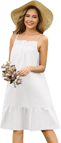 Miniatura 22 de YOZLY - Camisones de algodón sin mangas para mujer, camisón de tanque de noche con bolsillos