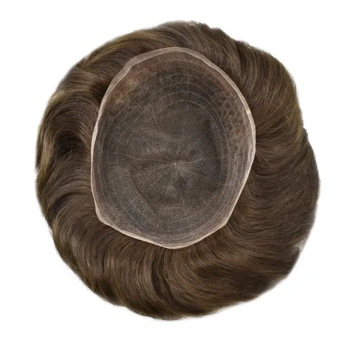 Miniatura 6 de Extensiones de cabello suizo completo para hombre, sistema de reemplazo de cabello humano europeo para hombres