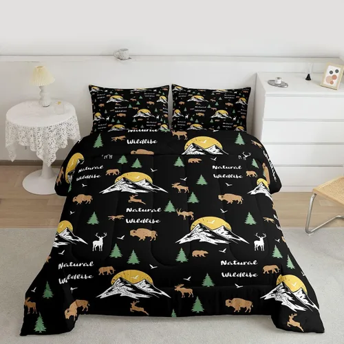 Miniatura 3 de Erosebridal Happy Camping - Edredón tamaño individual para niños, juego de ropa de cama de animales del bosque del bosque para bebés, niños y niñas