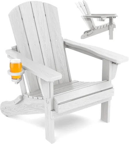 Miniatura 28 de SERWALL Silla Adirondack plegable ajustable, silla Adirondack reclinable con portavasos, Aruba