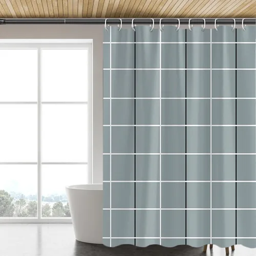 Miniatura 37 de LLSCL Cortina de ducha de tela azul con contrapeso inferior, calidad de hotel impermeable, 72 x 72 pulgadas, lavable a máquina Azul marino