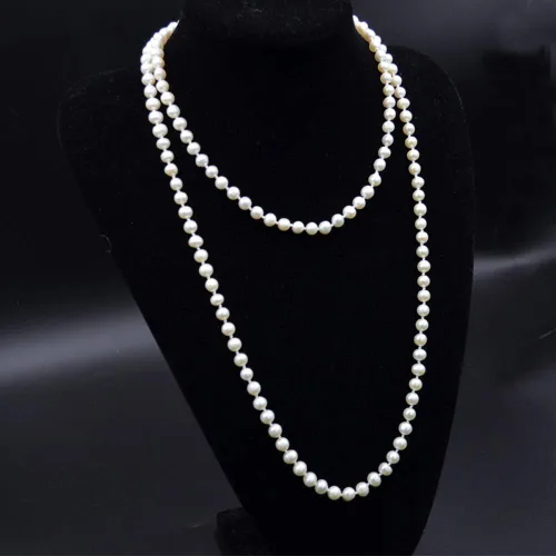 Miniatura 4 de JKJF Collar de perlas de los años 20, collar largo de perlas de imitación de moda, collar largo de cuentas de aleta, collar retro para mujeres