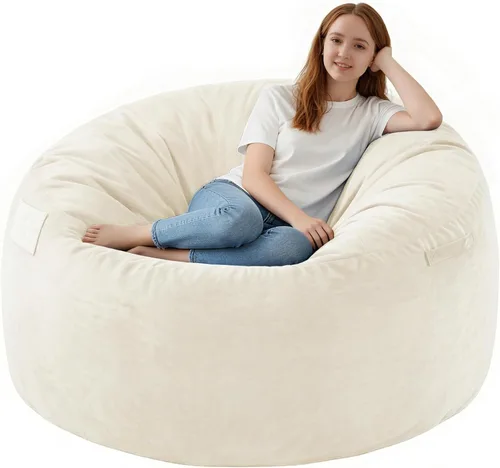 Miniatura 27 de Silla de Puf de 3 Pies, Sillas de Puf Cómodas con Relleno de Espuma Viscoelástica, Sofá de Puf Esponjoso con Funda de Terciopelo Holandés, Sillas