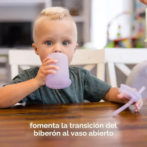 Miniatura 2 de Olababy Taza de entrenamiento de silicona con tapa con popote Taza para beber agua para bebés 6+ meses de bebé a 12-18 meses Taza para beber