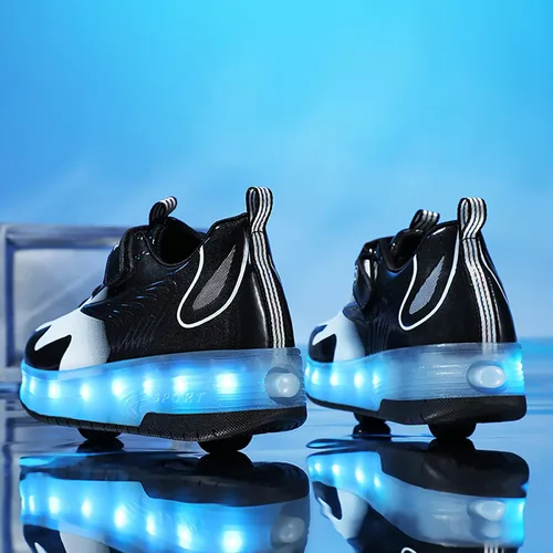 Miniatura 4 de HHSTS Zapatos para niños con ruedas, zapatos de color de luz LED, patines brillantes, zapatos de patinaje, regalos simples para niños y niñas