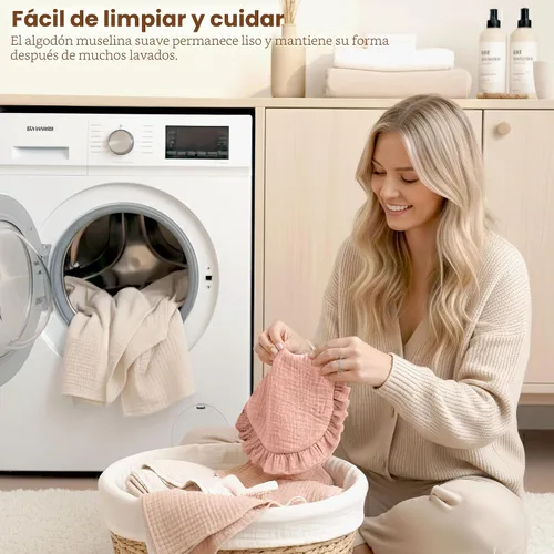 Miniatura 8 de Konssy Baberos de Muselina para Bebé para Niñas – Baberos Suaves de 100% Algodón para Babear, Ribete de Volantes para Recién Nacidos y Niños Rosa