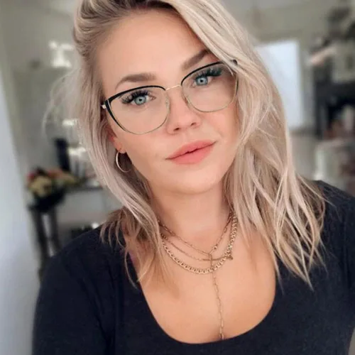 Miniatura 3 de Gafas de bloqueo de luz azul retro para mujer, marco de metal, gafas de ojo de gato