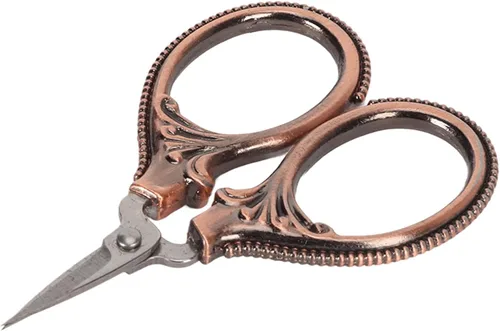 Tijeras de bordado de acero inoxidable de estilo vintage para manualidades, costura y bricolaje, mini cortador de hilo con mango ergonómico y color