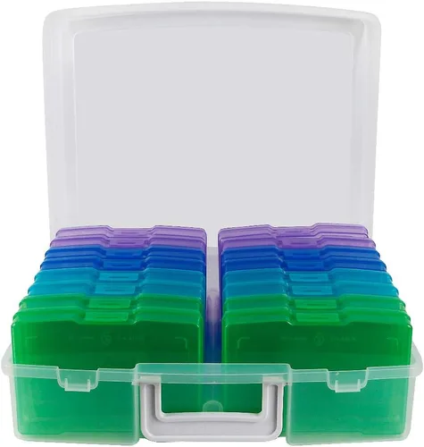 Miniatura 7 de novelinks Organizadores de fotos transparentes de 4 x 6 pulgadas y caja de almacenamiento de fotos con asa, 16 fundas interiores para fotos