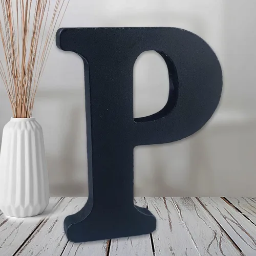 Miniatura 22 de AOCEAN Letras de madera de 6 pulgadas en negro, letra de madera sin terminar para letras decorativas de pared, letras en relieve, letrero de corte B