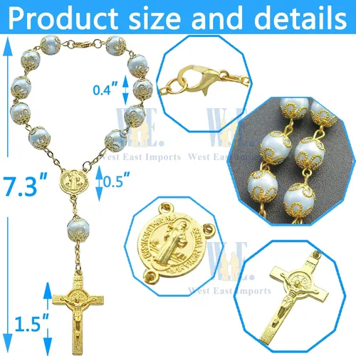 Miniatura 3 de 12pcs azul sintética Pearl Decenio Rosario Party Favor – Favor para bautizo, Primera Comunión, Bautismo, Boda, Sweet 15 – Recuerdos para Primera