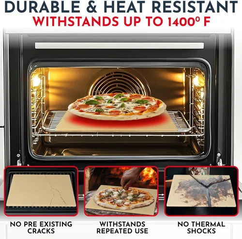 Miniatura 2 de Culinary Couture Piedra redonda para pizza de 15 pulgadas para horno, piedra grande para pizza para parrilla, piedras de cordierita para pan