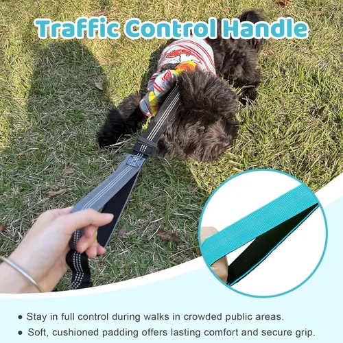 Miniatura 5 de Correa doble para perro, divisor sin enredos para dos perros, acoplador con cuerda de plomo larga ajustable, asas de control dual, elástico