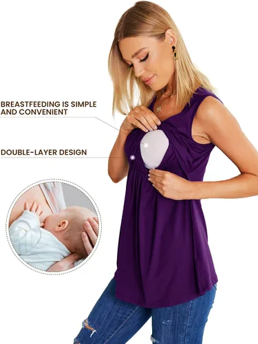 Miniatura 2 de Ekouaer Camisetas sin mangas de lactancia para mujer, paquete de 3