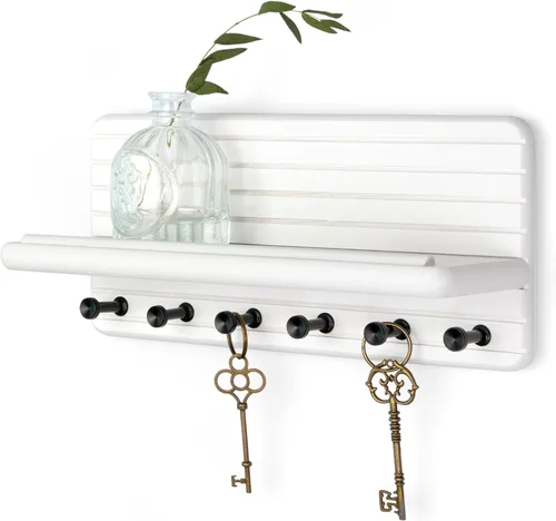 Miniatura 33 de Rebee Vision Soporte de pared de madera de acacia para decoración del hogar, mini llavero de 7 pulgadas para pared con 4 ganchos resistentes