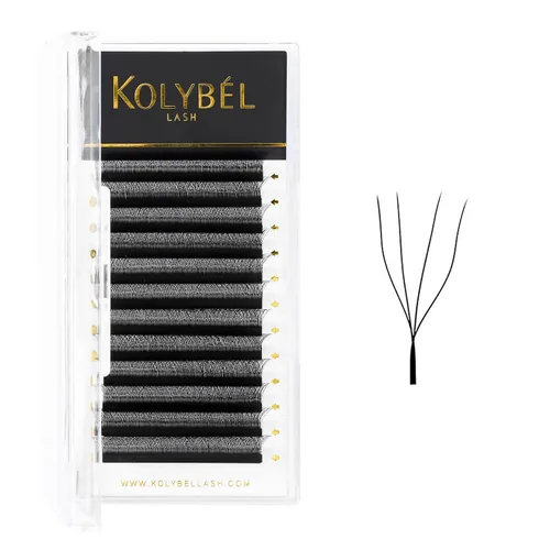 KOLYBEL Extensión de pestañas W con floración automática, volumen 4D, pestañas postizas en abanico 0.07 C/D, rizo de visón sintético, color negro