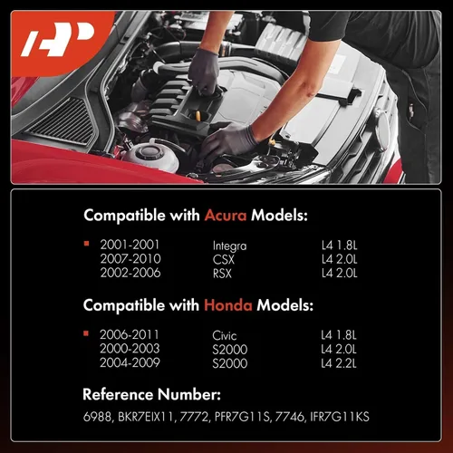Miniatura 2 de A-Premium Iridium Platinum Bujías compatibles con Honda Civic 2006-2011, S2000 2000-2009 y Acura Integra 2001, CSX 2007-2010, RSX 2002-2006, 1.8L