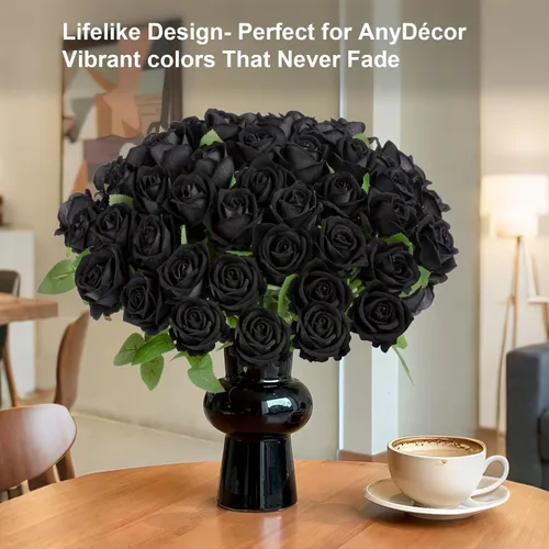 Miniatura 6 de Flores artificiales, rosas táctiles, ramo de rosas falsas, tallo de flores para centros de mesa de boda, corona de bricolaje, decoración del hogar