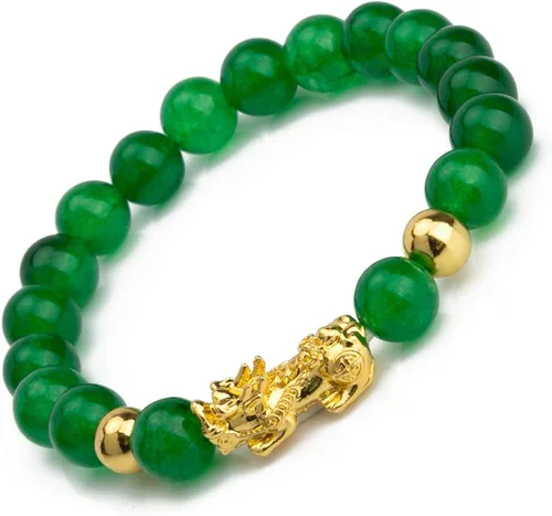 Miniatura 2 de ZenBless Fengshui - Pulsera de jade de porsperidad con dije de la suerte Feng Shui de obsidiana negra, regalo para hombres y mujeres con chapado