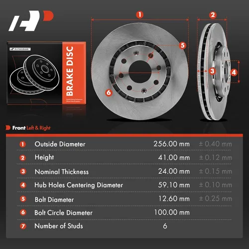 Miniatura 5 de A-Premium Rotores de freno de disco ventilados delanteros de 10.08 pulgadas (10.079 in) compatibles con modelos Chevrolet, Suzuki, Pontiac - Spark