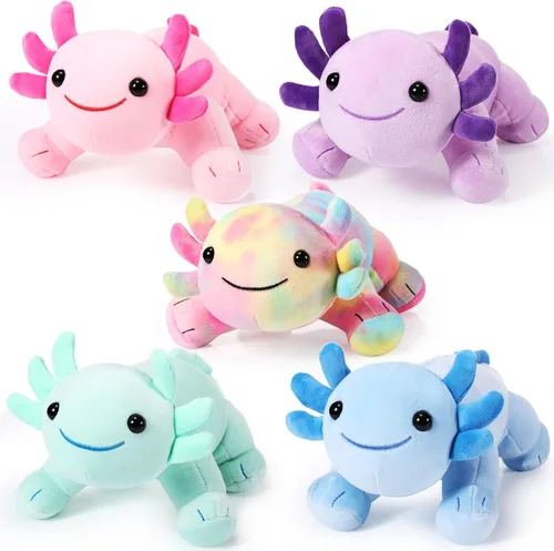 Libima 5 juguetes de peluche de ajolote de 12 pulgadas, lindo juguete de ajolote suave para regalo de cumpleaños, decoración del hogar (color Color