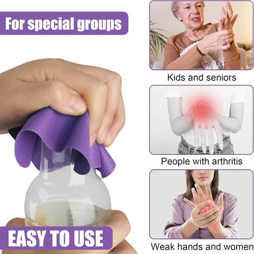 Miniatura 6 de 4 almohadillas para abridor de tarros, agarres de goma para tarros, abridor de tarros multifunción para personas mayores con posavasos de manos Azul