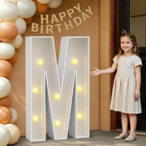 Miniatura 70 de IMPRSV Letras de mosaico iluminadas de marquesina, 4 pies para globos y fiestas, decoración de kit de arco